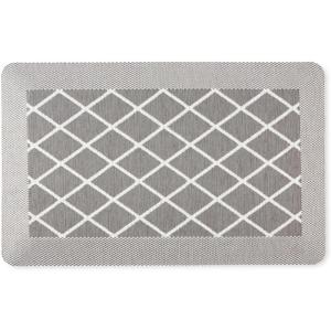 Martha Stewart Miles Modern Diamond Anti-Fatigue Air-Infused Kitchen Mat, Mint Green, 19.6″x32″(Grey)