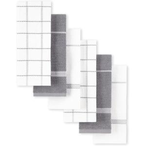 Martha Stewart Modern Waffle Kitchen Towel Set 6-Pack, Grey, 16″x28″(Grey)