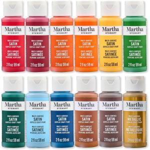 Martha Stewart, Multi-Surface Satin 12 pc Paint Set, Solar Brights(Autumn Harvest)