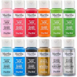 Martha Stewart, Multi-Surface Satin 12 pc Paint Set, Solar Brights(Holiday Classics)
