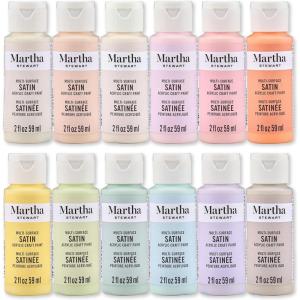 Martha Stewart, Multi-Surface Satin 12 pc Paint Set, Solar Brights(Hushed Hues)