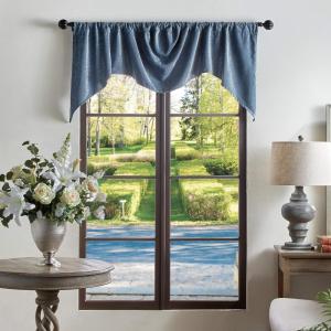 Martha Stewart Naples Chenille Solid Window Curtain Valance, Navy(Navy)