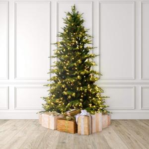 Martha Stewart Natural Pine – 7.5′ MU Pre-Lit Artificial Christmas Tree, Feet, Multicolored Lights(Clear White Lights)
