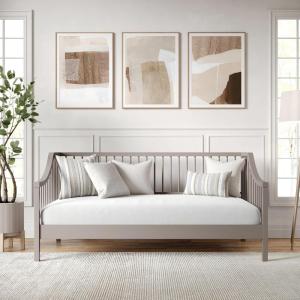 Martha Stewart Neely Platform Daybed with Wood Spindles, Solid Wood Frame, No Box Spring Needed, Twin Size, Gray(Grey)