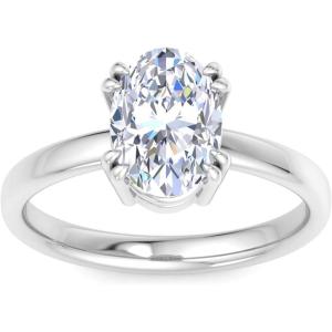 Martha Stewart Oval Shape Lab Grown Diamond Solitaire Ring, Diamond Engagement Ring in 14 Karat Gold(white-gold)