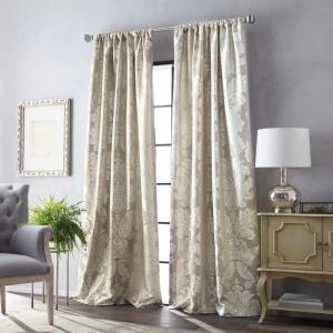 Martha Stewart Palermo Room Darkening Lined Rod Pocket Single Curtain Panel, 95″, Champagne(Champagne)