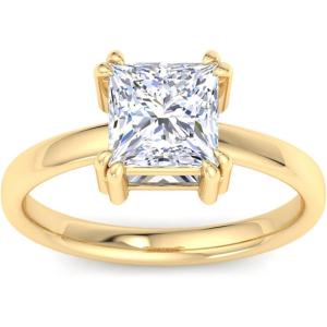 Martha Stewart Princess Cut Shape Lab Grown Diamond Solitaire Ring, Diamond Engagement Ring in 14 Karat Gold(yellow-gold)