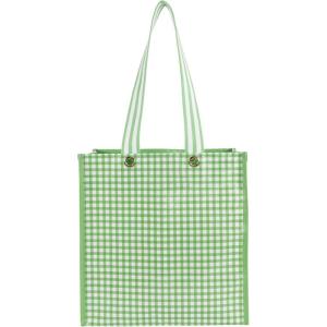 Martha Stewart Reusable Grocery Bag, Spacious 13 x 8 x 14 Shopping Bag for Groceries, Perfect for Shopping, Arcadian Green Gingham
