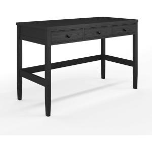 Martha Stewart Rhett Home Office Desk with 3 Drawers and Tapered Legs in Black with Oil Rubbed Bronze Hardware(Black Frame/Oil Rubbed Bronzed Hardware)