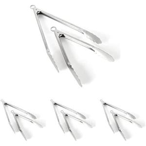 Martha Stewart Richburn 2-Piece Stainless Steel Tongs Set – 12-Inch and 9-Inch Kitchen Tongs for Grilling, Serving, and Cooking(Tong Set (12″ and 9″) (Pack of 4))