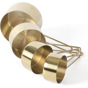 Martha Stewart Richburn 4-Piece Stainless Steel Measuring Cups Set – Durable and Accurate Kitchen Measuring Tools for Baking and Cooking(Gold)