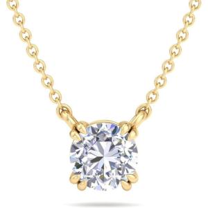 Martha Stewart Round Shape Lab Grown Diamond Solitaire Necklace In 14 Karat Gold(yellow-gold)