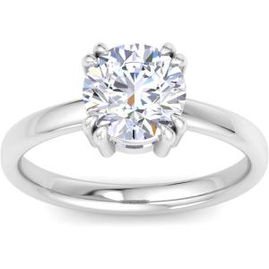 Martha Stewart Round Shape Lab Grown Diamond Solitaire Ring, Diamond Engagement Ring in 14 Karat Gold For Women(white-gold)