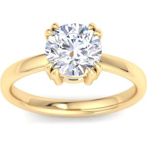 Martha Stewart Round Shape Lab Grown Diamond Solitaire Ring, Diamond Engagement Ring in 14 Karat Gold For Women(yellow-gold)