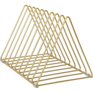 Martha Stewart Ryder Gold Mesh Metal 9 Slot Triangle Magazine File Holder, Desktop Organizer Sorter