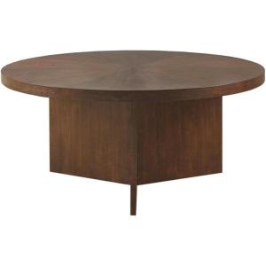 Martha Stewart Sadie Round Wood Coffee Table with Starburst Pattern Top Simple Pedestal Stand, Circular Contemporary Modern Accent Furniture for Living Room Decor, 36″ Dia x 16.5″ H, Brown(Walnut Brown)