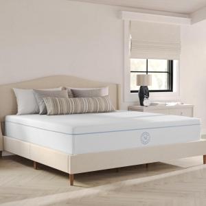 Martha Stewart SleepComplete Queen Mattress in a Box, Medium-Firm Triple-Action Cooling Gel Memory Foam Mattress, Removable Coolweave Jacquard Cover, 12″, White(King)