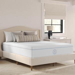 Martha Stewart SleepComplete Queen Mattress in a Box, Medium-Firm Triple-Action Cooling Gel Memory Foam Mattress, Removable Coolweave Jacquard Cover, 12″, White(Queen)