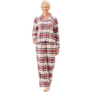 Martha Stewart Sleepwear | Women’s Flannel Pajamas | Classic 100% Cotton Sleepwear | Long Sleeve | Soft, Warm Loungewear(Red/Blue)