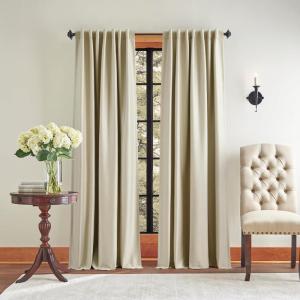 Martha Stewart Spellbound Blackout Lining Rod Pocket/Back Tab Window Curtain Panel Pair, 95″, White(Champagne)