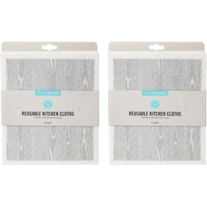 Martha Stewart Swedish Kitchen Absorbent Sponge Dish Cloths, Stripes, 8 Count(Faux Bois)