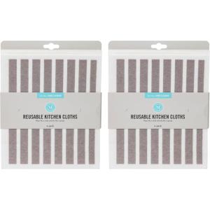 Martha Stewart Swedish Kitchen Absorbent Sponge Dish Cloths, Stripes, 8 Count(Grey Stripes)