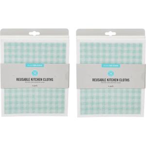 Martha Stewart Swedish Kitchen Absorbent Sponge Dish Cloths, Stripes, 8 Count(Teal Gingham)