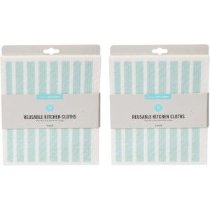 Martha Stewart Swedish Kitchen Absorbent Sponge Dish Cloths, Stripes, 8 Count(Teal Stripes)