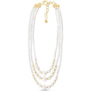 Martha Stewart Three Strand Pearl and Ball Necklace In Gold For Women