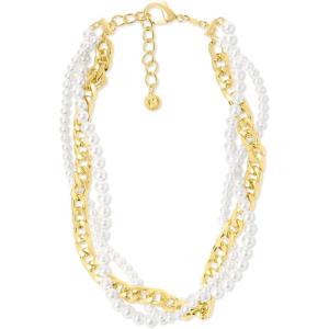 Martha Stewart Three Twisted Strand Pearl and Chain Necklace In Gold, Long, For Women