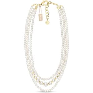 Martha Stewart Traditional Three Strand Pearl Necklace In Gold For Women