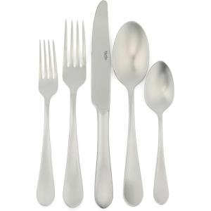 Martha Stewart Watercliffe 16 pc Flatware Set Stainless Steel w/ABS Handle – Warm Grey(Alness (Mirror Polish))