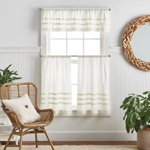 Martha Stewart Water’s Edge Tufted 3-Piece Window Curtain Valance & Tiers Set, 36″, White(White)