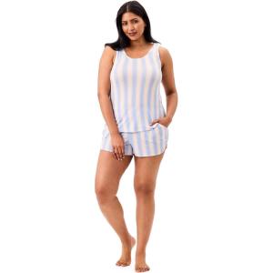 Martha Stewart Women’s 2-Pc Pajama Set | Soft Rayon Tank and Shorts | Lightweight, Breathable Sleepwear | Summer Comfort(Dutch Canal)
