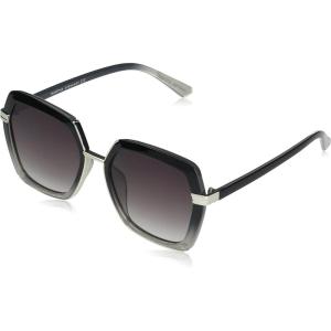 Martha Stewart Women’s Ms125 Ombre Uv400 Protective Geometric Hexagonal Sunglasses-Timeless Gifts for Her, 55mm(Black Fade)