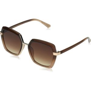 Martha Stewart Women’s Ms125 Ombre Uv400 Protective Geometric Hexagonal Sunglasses-Timeless Gifts for Her, 55mm(Brown Fade)