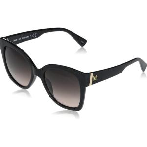 Martha Stewart Women’s Ms126 Oversized Uv400 Protective Cat Eye Square Sunglasses-Timeless Gifts for Her, 54mm(Black)