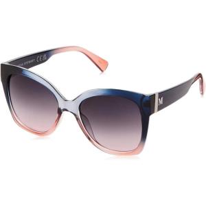 Martha Stewart Women’s Ms126 Oversized Uv400 Protective Cat Eye Square Sunglasses-Timeless Gifts for Her, 54mm(Blue and Nude)