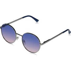 Martha Stewart Women’s Ms141 Vintage Metal Uv400 Protective Round Sunglasses-Timeless Gifts for Her, 50mm(Silver and Blue)