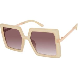 Martha Stewart Women’s Ms147 Oversized Vintage Uv400 Protective Square Sunglasses-Timeless Gifts for Her, 54mm(Beige)