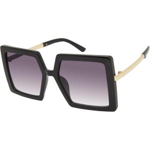Martha Stewart Women’s Ms147 Oversized Vintage Uv400 Protective Square Sunglasses-Timeless Gifts for Her, 54mm(Black)