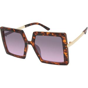 Martha Stewart Women’s Ms147 Oversized Vintage Uv400 Protective Square Sunglasses-Timeless Gifts for Her, 54mm(Brown)