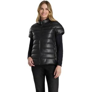 Martha Stewart Women’s PU Quilted Puffer Vest(Black)