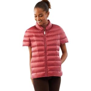 Martha Stewart Women’s Quilted Down Puffer Vest, Lightweight Short Sleeve Packable Jacket with Pockets, Warm Winter Outerwear(Terracotta)