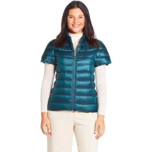 Martha Stewart Women’s Short Sleeve Quilted Down Puffer Vest(Sea Green)