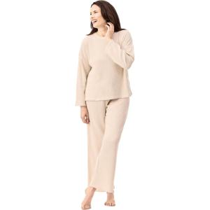 Martha Stewart Women’s Soft & Cozy Sleepwear | 2-Piece Waffle Knit Long Sleeve Pajama Lounge Set | Relaxed Fit(White)