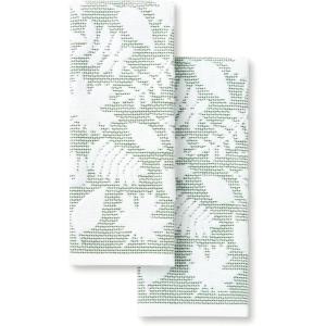 Martha Stewart Woodland Harvest Jacquard Mushrooms Kitchen Towel 2-Pack Set, 100% Cotton with Absorbent Honeycomb Texture, Decorative Kitchen Towels, Brown, 16″X28″(Green)