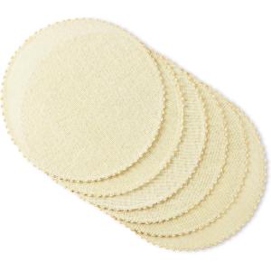 Martha Stewart Woven Water Resistant Lindos Placemat Set 6-Pack, 15″ Round, Beige(Beige)