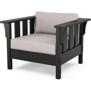 Martha Stewart by POLYWOOD® Acadia Deep Seating Chair in Black/Dune Burlap(Black / Dune Burlap)