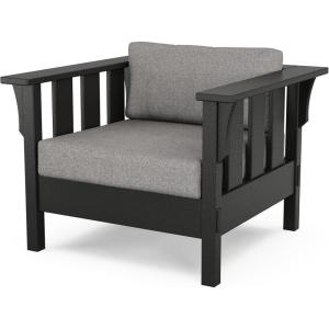 Martha Stewart by POLYWOOD® Acadia Deep Seating Chair in Black/Dune Burlap(Black / Grey Mist)